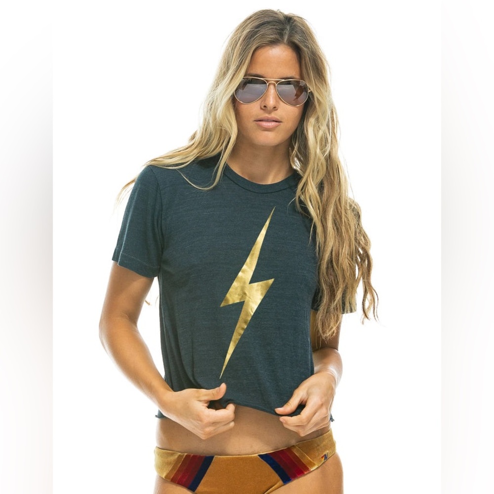 Aviator nation bolt metallic boyfriend tee
